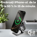 Cubenest Qi2.2 Încărcător magnetic wireless pliabil 3 în 1 SQ312 Ultra gri