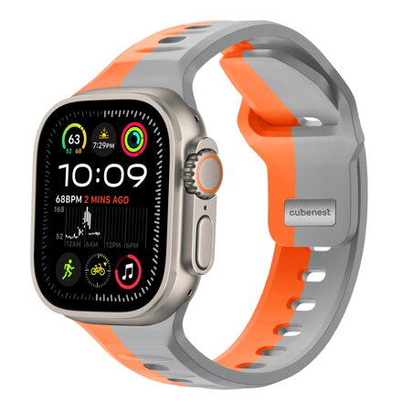 Curea Premium pentru Apple Watch Sport Portocaliu/Gri