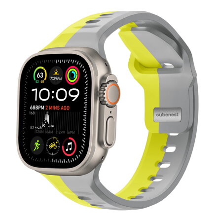 Curea Premium pentru Apple Watch Sport Galben/Gri