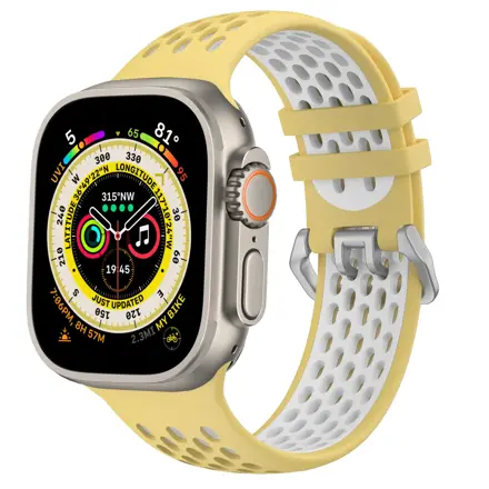 Curea Cubenest pentru Apple Watch Sport Galben/Alb