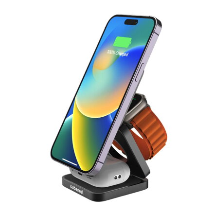 Cubenest Încărcător pliabil magnetic wireless 3 în 1 S312 Pro negru
