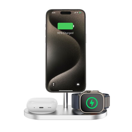 Cubenest Încărcător magnetic wireless 3 în1 S313 Pro argintiu