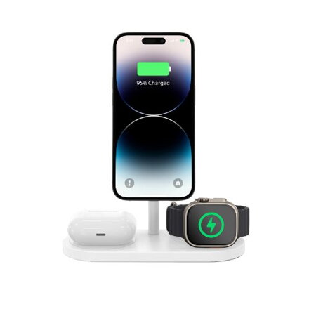 Cubenest Încărcător magnetic wireless 3 în1 S313 Pro alb