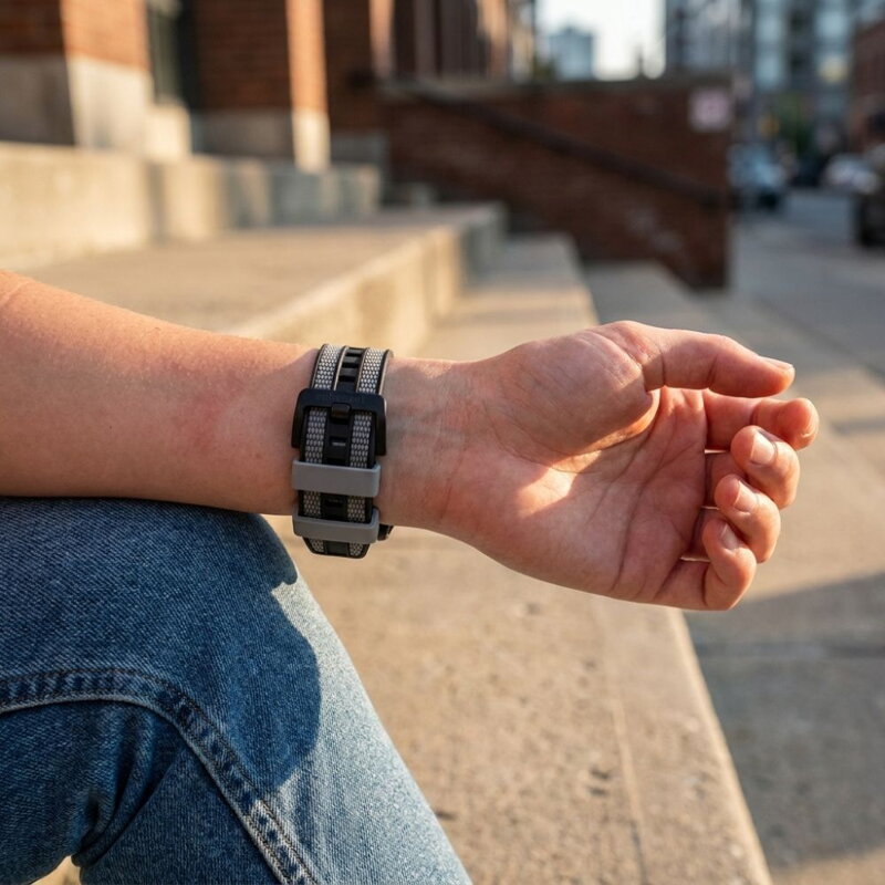 Curea Premium pentru Apple Watch Sport Negru/Portocaliu