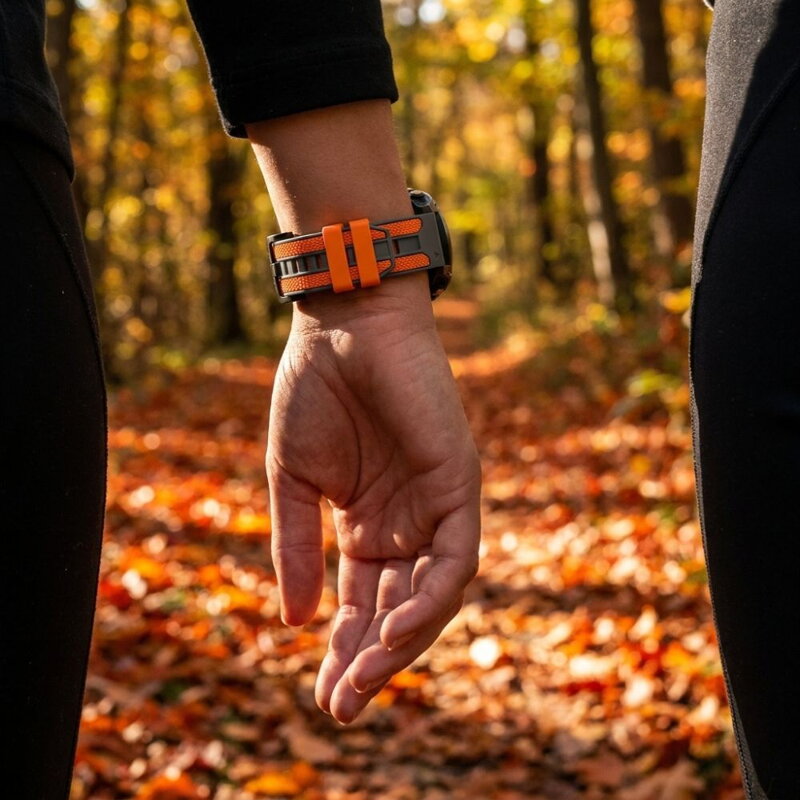 Curea Premium pentru Apple Watch Sport Negru/Portocaliu