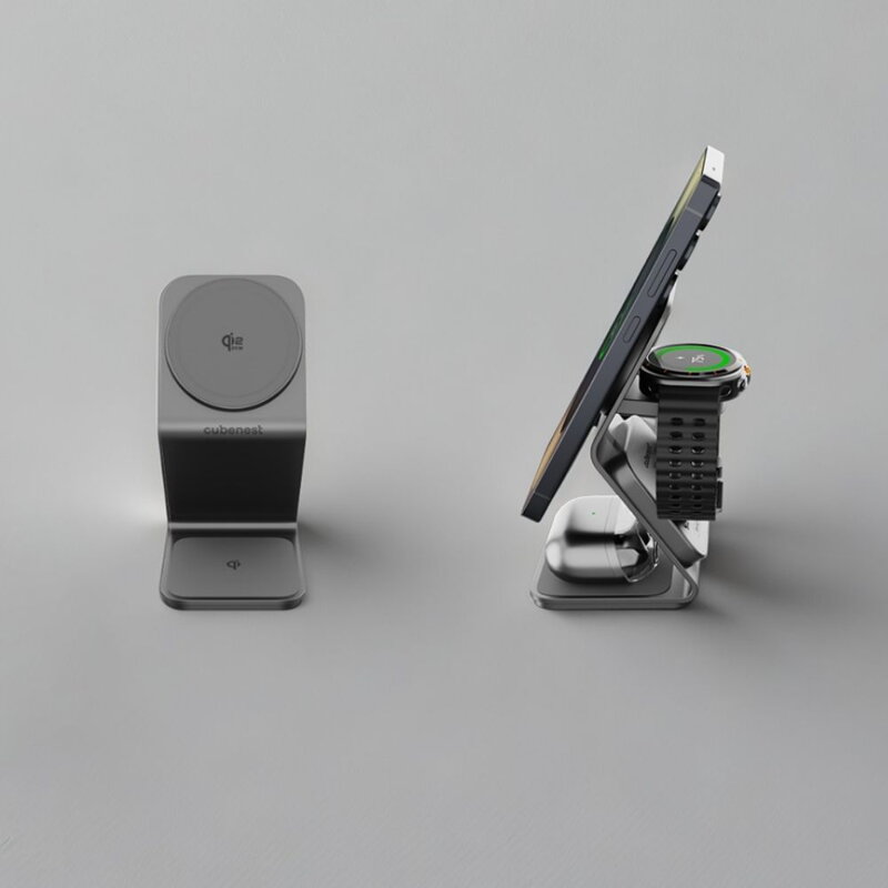 Cubenest Qi2.2 Încărcător magnetic wireless 3 în 1 SQS314 Pro Samsung Watch