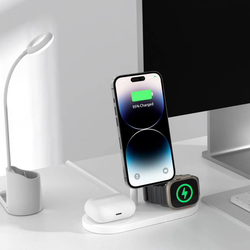 Cubenest Încărcător magnetic wireless 3 în1 S313 Pro alb