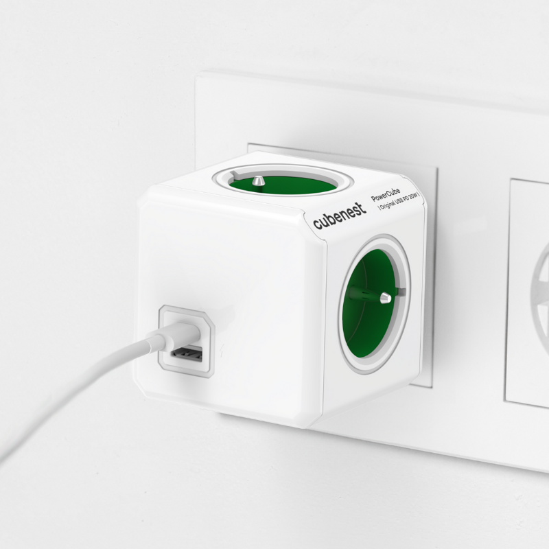 Cubenest PowerCube Original USB A+C PD 20 W 1,5 m verde