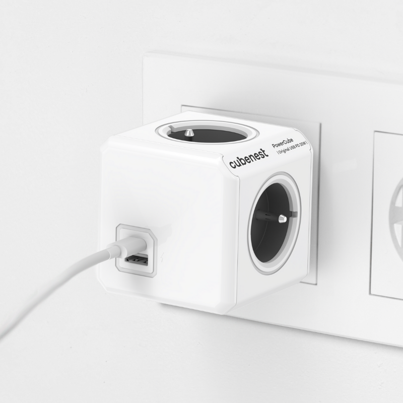 Cubenest PowerCube Original USB A+C PD 20 W 1,5 m gri