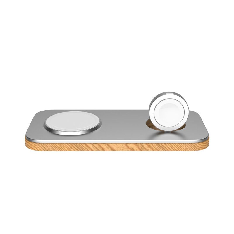 Cubenest Încărcător magnetic wireless 2 în1 K200 argintiu