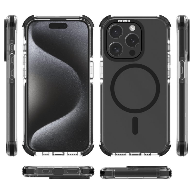 Cubenest Husă pentru iPhone 15 Pro MagPro Strong Guard negru
