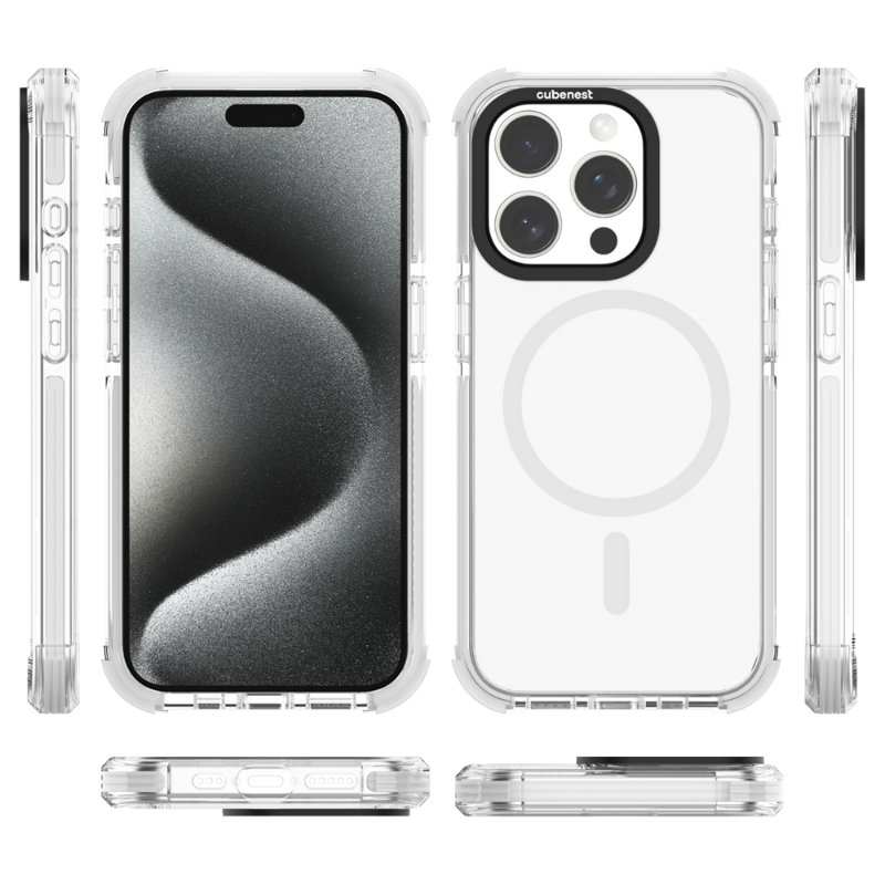 Cubenest Husă pentru iPhone 15 Pro MagPro Strong Guard alb