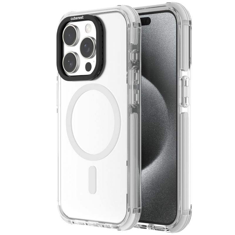 Cubenest Husă pentru iPhone 15 Pro MagPro Strong Guard alb