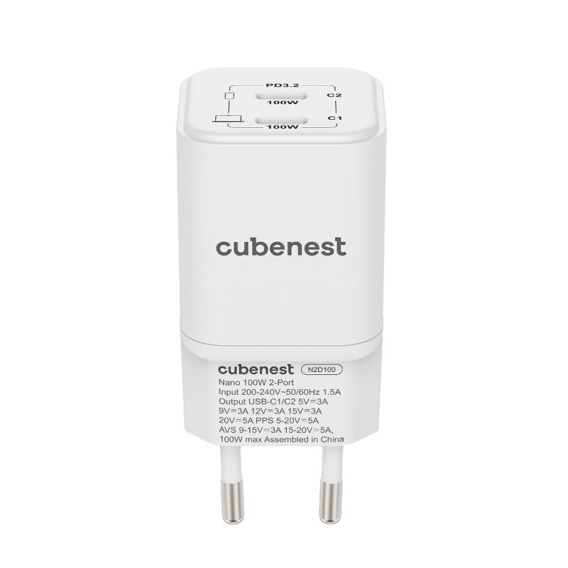 Cubenest PD GaN Nano Încărcător 2xUSB-C 100W N2D100 