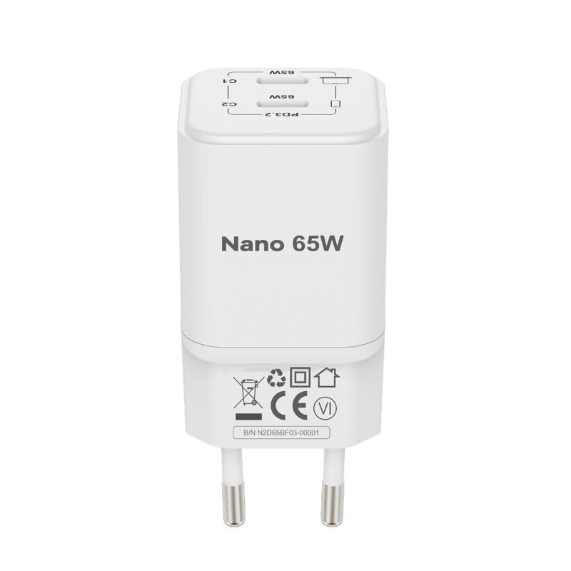 Cubenest PD GaN Nano Încărcător 2xUSB-C 65W N2D65