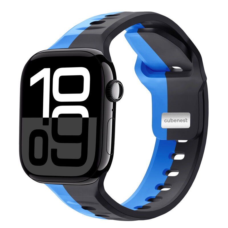 Curea Premium pentru Apple Watch Sport Negru/Albastru