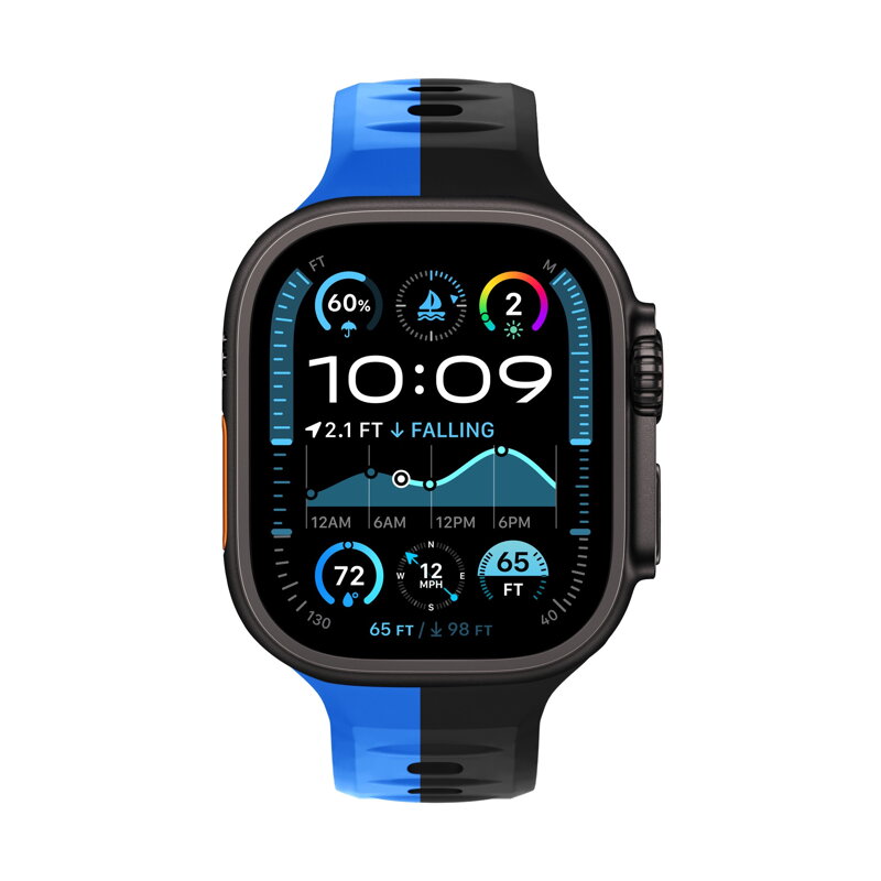 Curea Premium pentru Apple Watch Sport Negru/Albastru