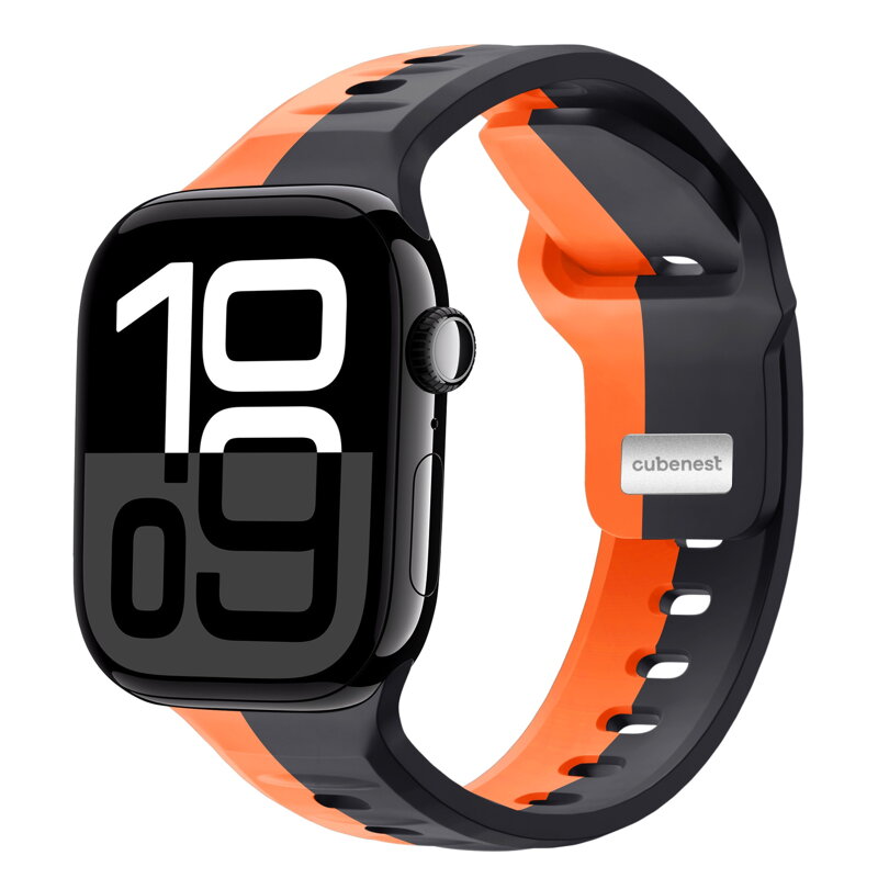 Curea Premium pentru Apple Watch Sport Negru/Portocaliu