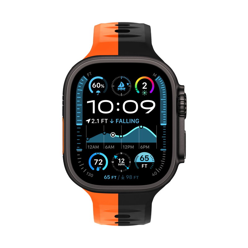 Curea Premium pentru Apple Watch Sport Negru/Portocaliu