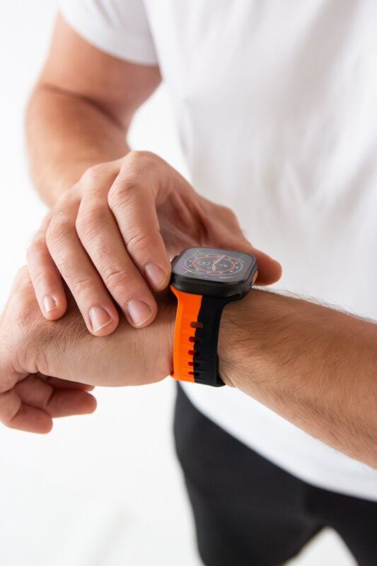 Curea Premium pentru Apple Watch Sport Negru/Portocaliu