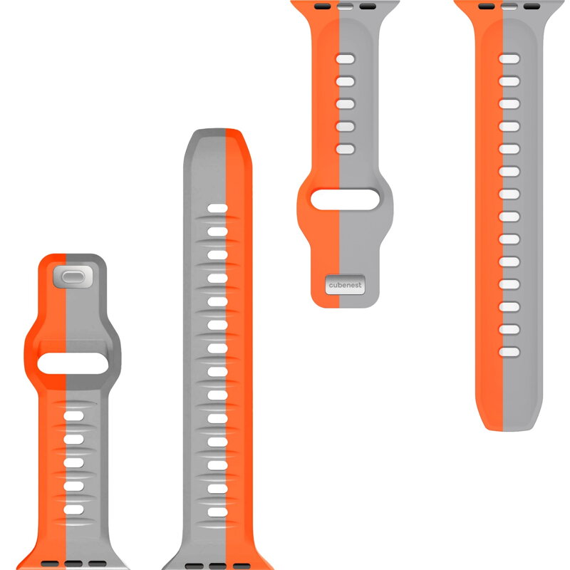 Curea Premium pentru Apple Watch Sport Portocaliu/Gri