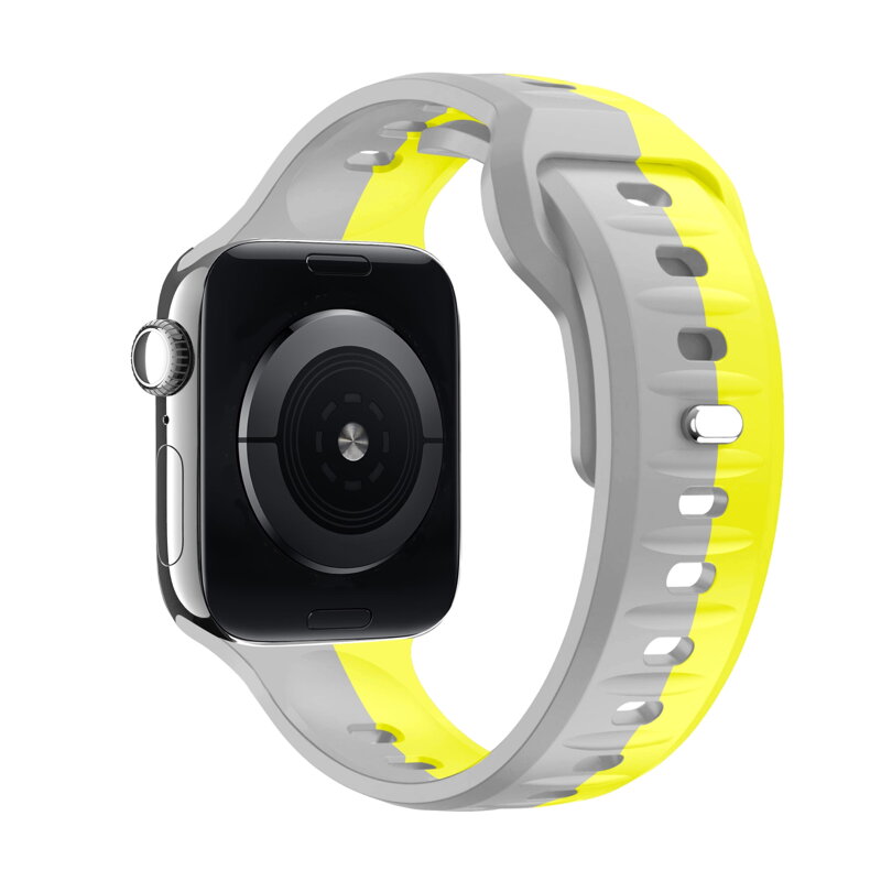 Curea Premium pentru Apple Watch Sport Galben/Gri