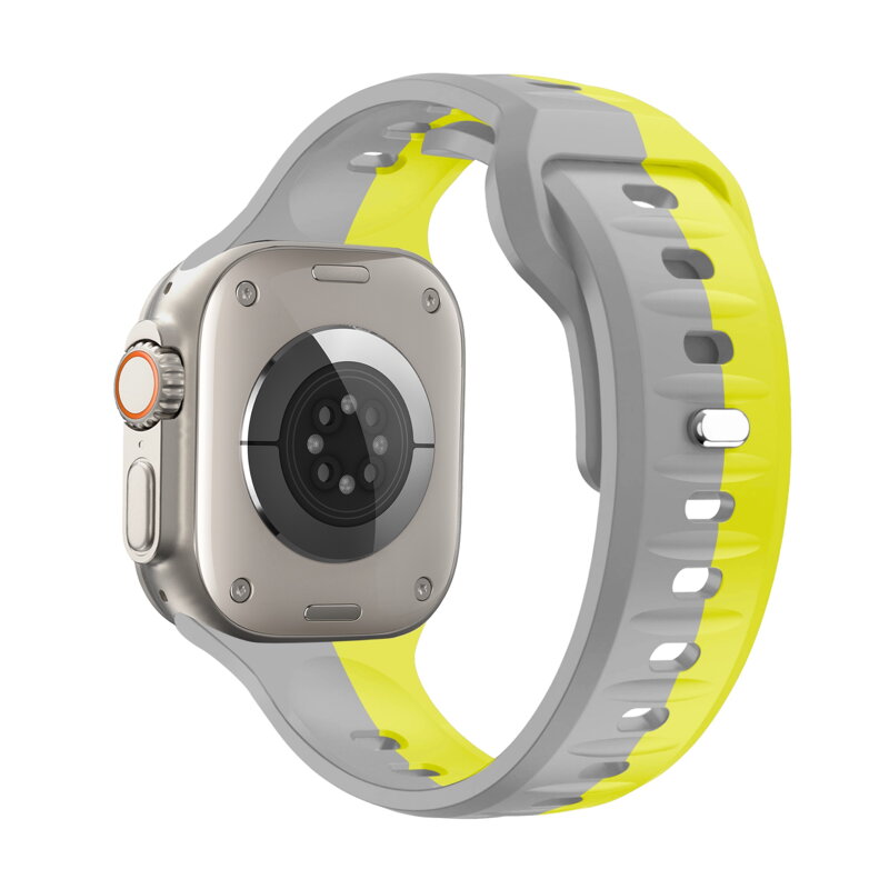 Curea Premium pentru Apple Watch Sport Galben/Gri