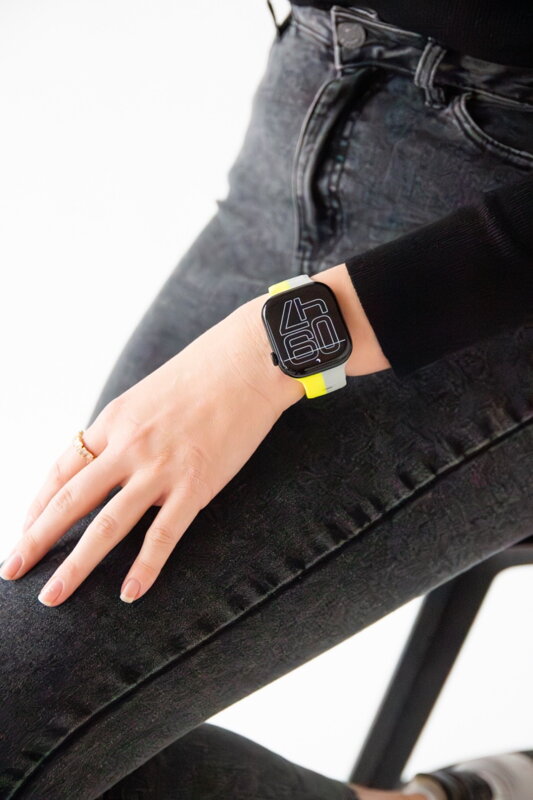 Curea Premium pentru Apple Watch Sport Galben/Gri