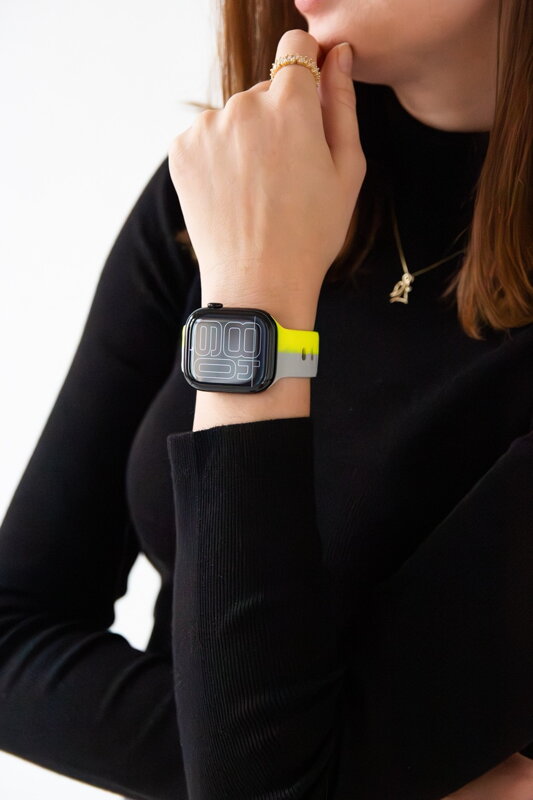 Curea Premium pentru Apple Watch Sport Galben/Gri