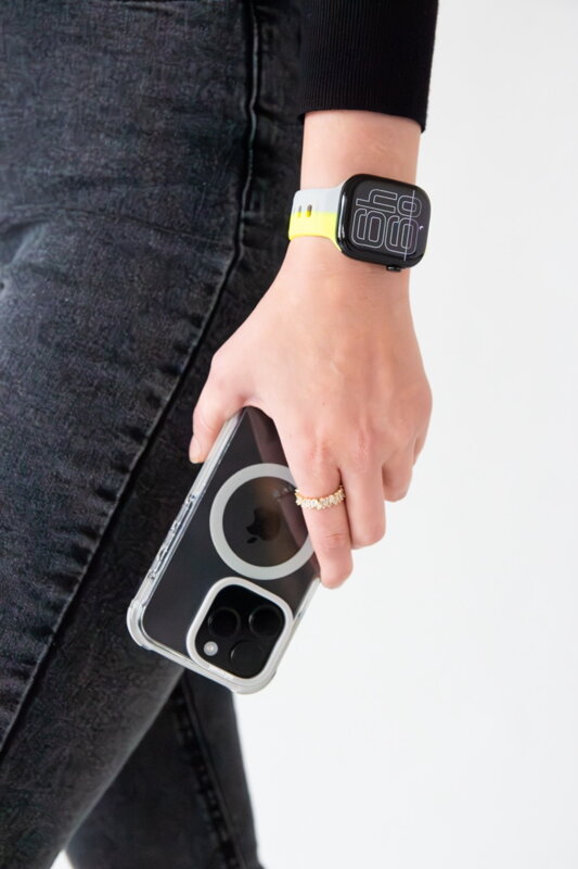 Curea Premium pentru Apple Watch Sport Galben/Gri