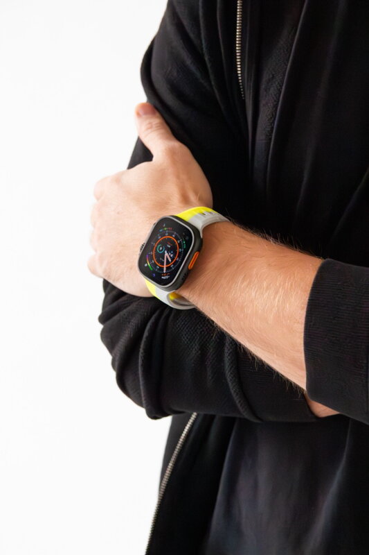 Curea Premium pentru Apple Watch Sport Galben/Gri