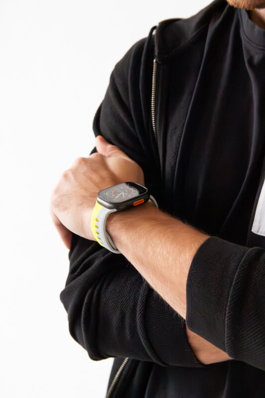 Curea Premium pentru Apple Watch Sport Galben/Gri