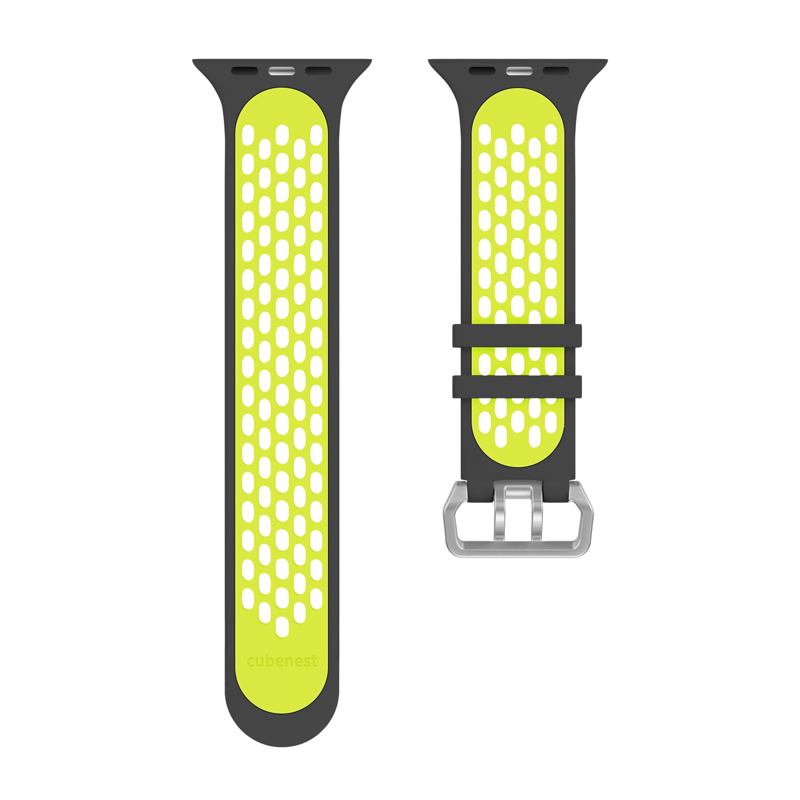 Curea Cubenest pentru Apple Watch Sport Negru/Galben