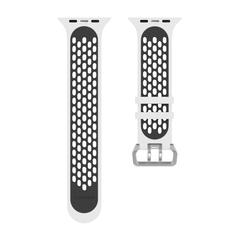 Curea Cubenest pentru Apple Watch Sport Alb/Negru