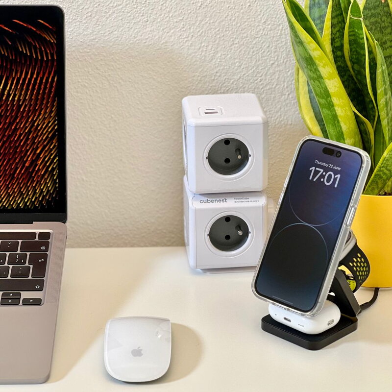 Cubenest Încărcător pliabil magnetic wireless 3 în 1 S312 Pro negru