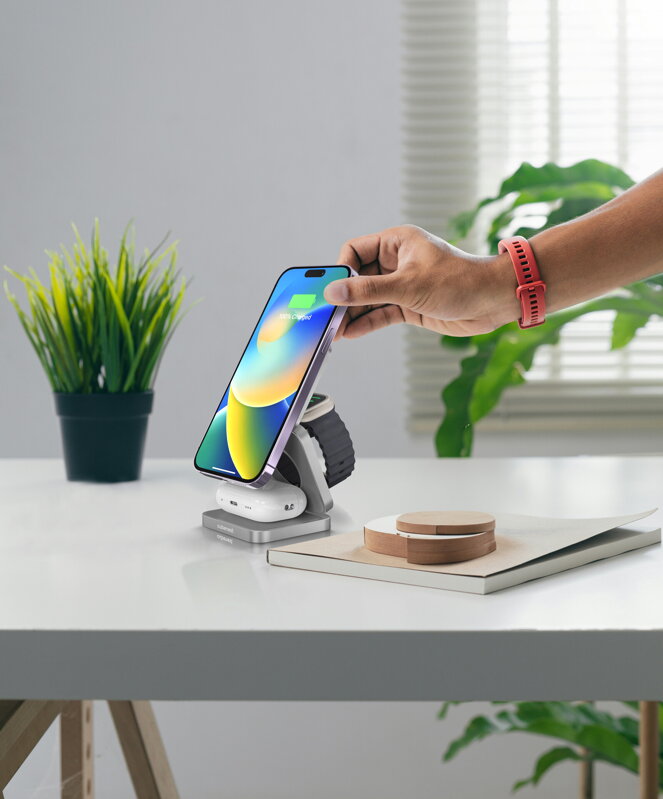 Cubenest Încărcător pliabil magnetic wireless 3 în 1 S312 Pro gri