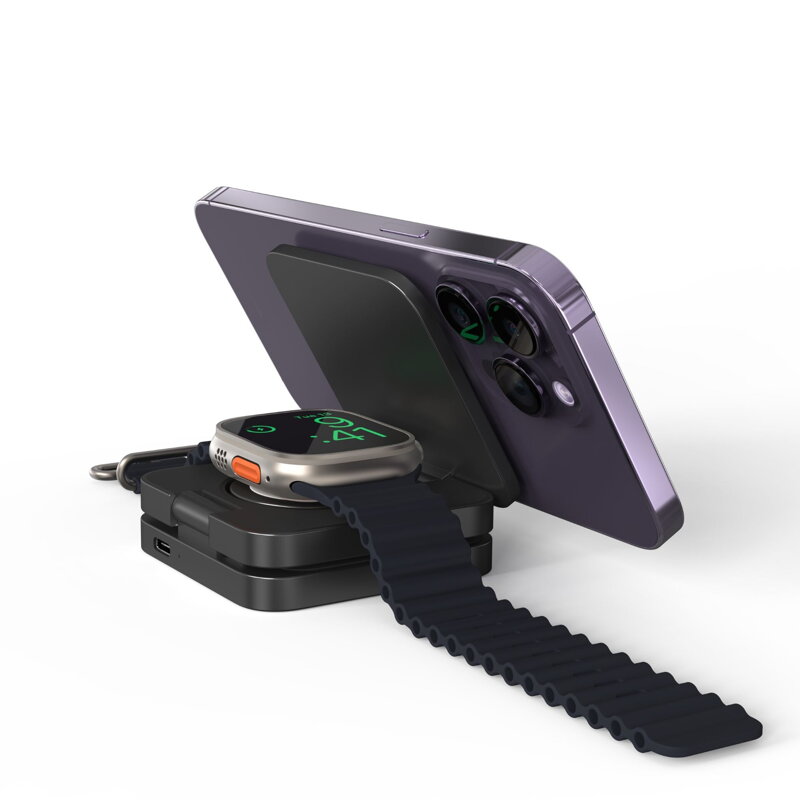 Cubenest Încărcător pliabil magnetic wireless 3 în 1 S312 Pro negru