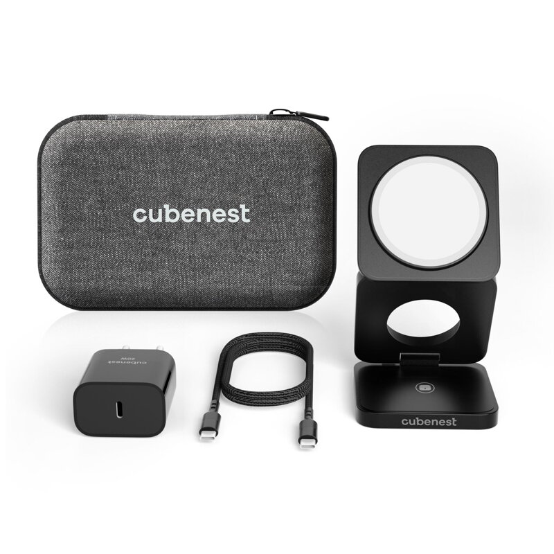 Cubenest Încărcător pliabil magnetic wireless 3 în 1 S312 Pro negru