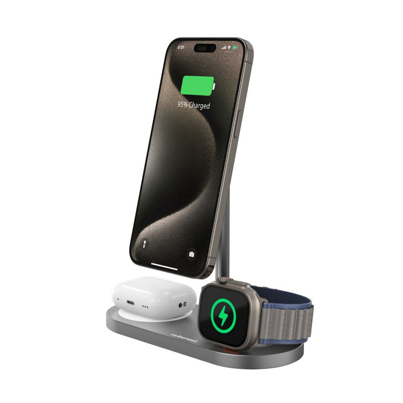 Cubenest Încărcător magnetic wireless 3 în1 S313 Pro gri