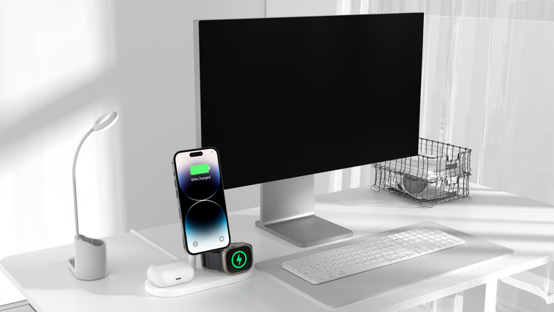 Cubenest Încărcător magnetic wireless 3 în1 S313 Pro alb