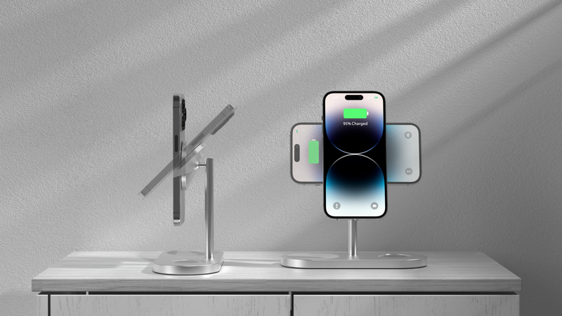 Cubenest Încărcător magnetic wireless 3 în1 S313 Pro argintiu