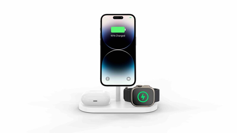 Cubenest Încărcător magnetic wireless 3 în1 S313 Pro alb