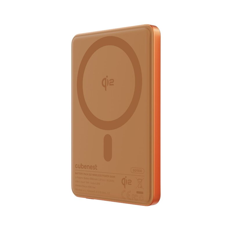 Cubenest Qi2 Baterie externă SlimDual 5000 mAh SQ1B3D portocaliu