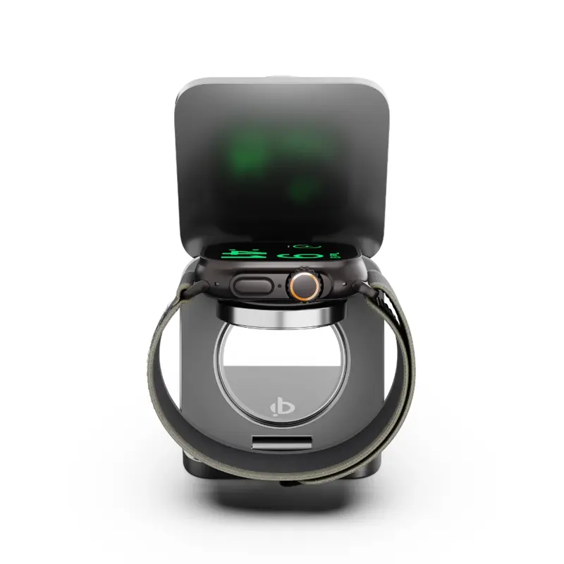 Cubenest Qi2.2 Încărcător magnetic wireless pliabil 3 în 1 SQ312 Ultra gri