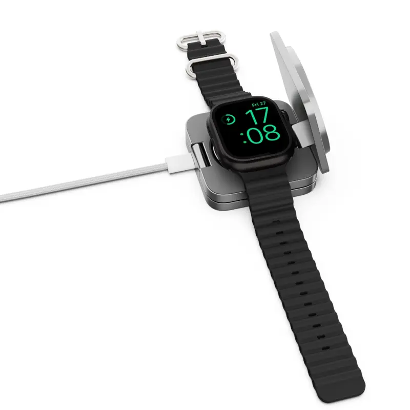 Cubenest Qi2.2 Încărcător magnetic wireless pliabil 3 în 1 SQ312 Ultra gri