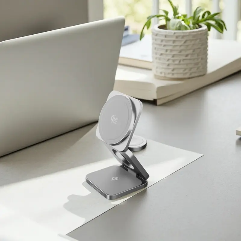 Cubenest Qi2.2 Încărcător magnetic wireless pliabil 3 în 1 SQ312 Ultra gri