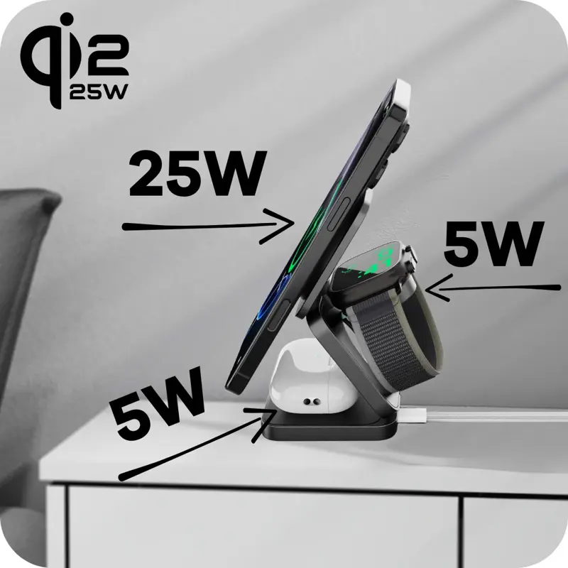 Qi2.2 Încărcător MagSafe pliabil 3 în 1