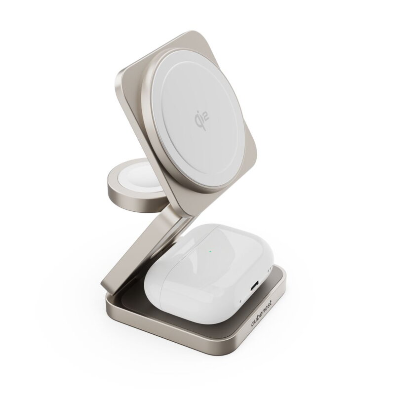 Cubenest Qi2 Încărcător pliabil magnetic wireless 3 în 1 SQ312 Pro titan