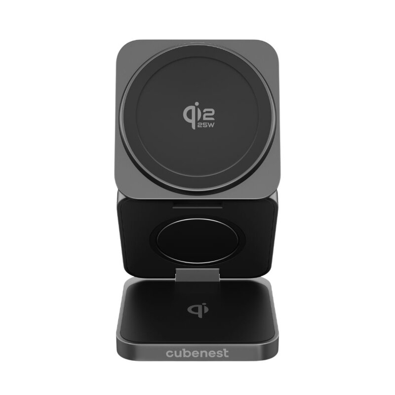 Cubenest Qi2.2 Încărcător pliabil magnetic wireless 3 în 1 SQ312 Pro negru