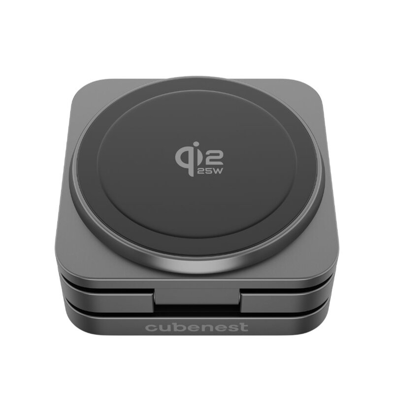 Cubenest Qi2.2 Încărcător pliabil magnetic wireless 3 în 1 SQ312 Pro negru